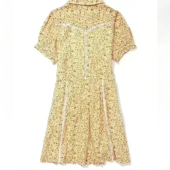 NWOT American Eagle Printed Yellow Tiered Western Mini Floral Dress Size Small - Picture 4 of 10